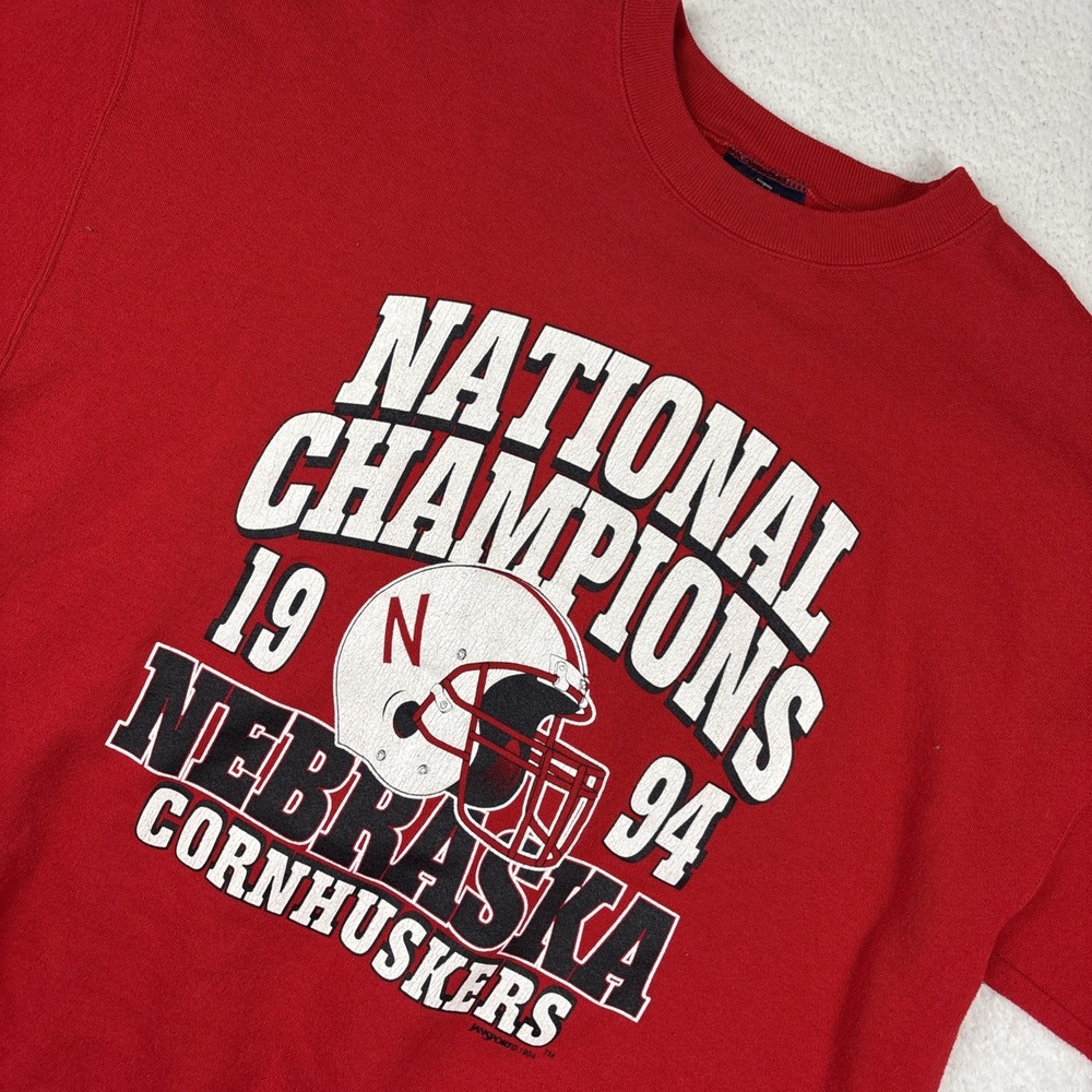 VINTAGE 9Os NEBRASKA CORNHUSKERS Sweatshirt Mens 2XL National Champs Crewneck LS